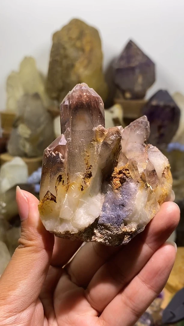 水晶珠宝半成品未镶嵌40号南非红皮水晶簇带隐山