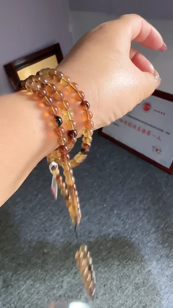 未镶嵌项链琥珀规格5+微瑕多宝108#46