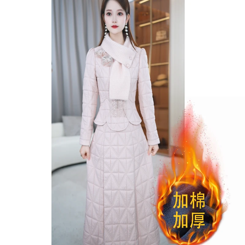 【两件套】冬季新款百搭洋气时尚保暖减龄加厚两件套套装M-4XL