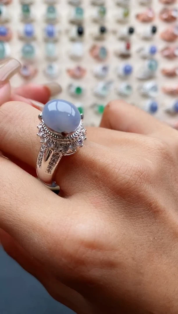 翡翠戒指未镶嵌缅甸天然A货翡翠22   6-8