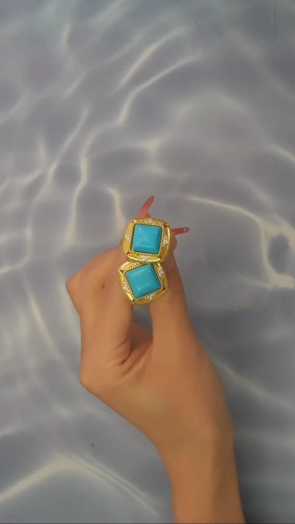 【闪购商品】绿松石耳钉银S925镶嵌发货一件14m