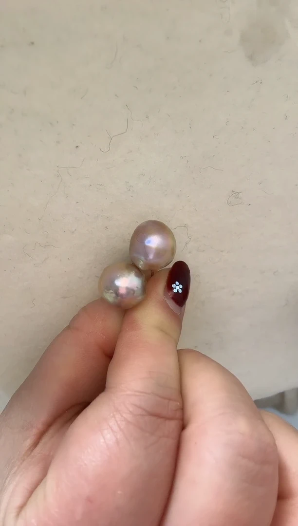 未镶嵌耳饰淡水珍珠油画圆巴12.5mm+S925银耳钉