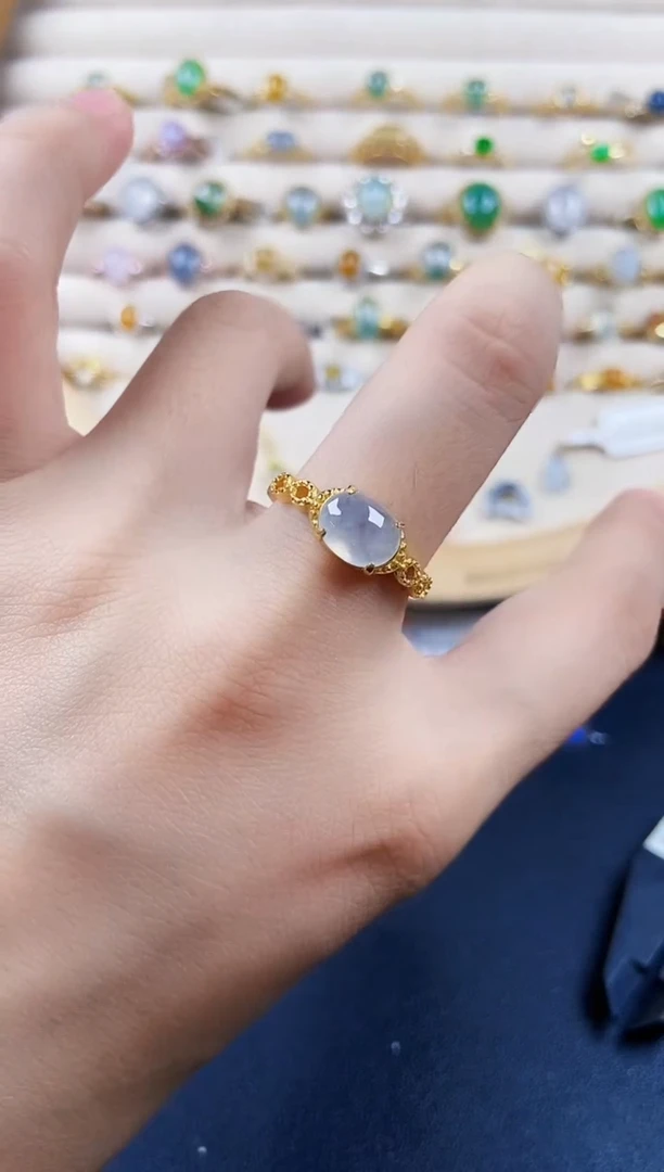 翡翠戒指银S925镶嵌56899