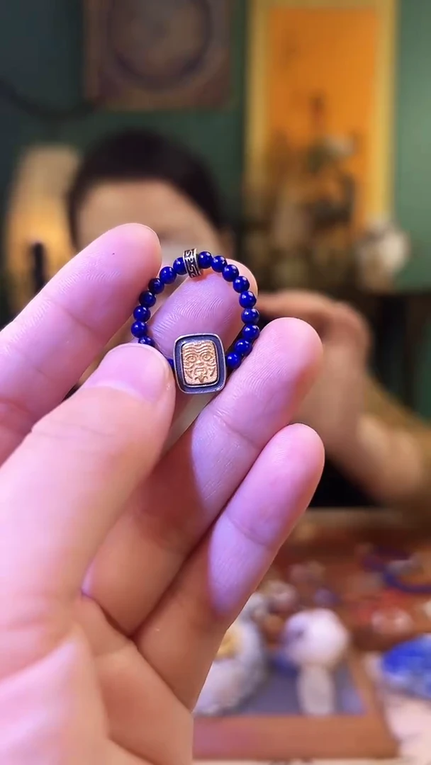 【闪购商品】青金石戒指银S925镶嵌青金石扎基拉姆戒指