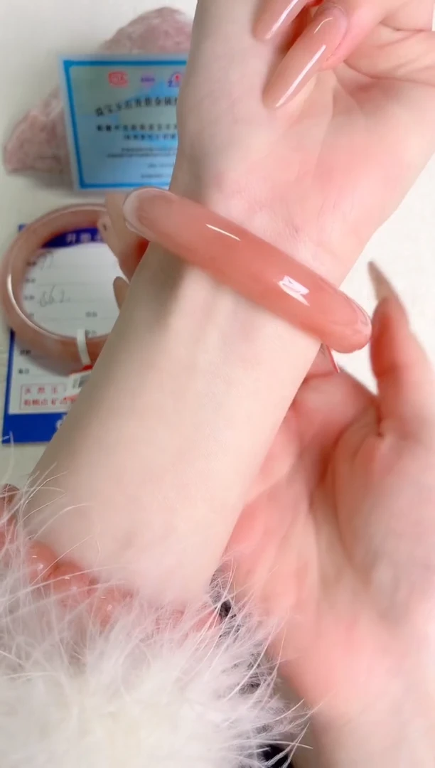 未镶嵌手镯石英质玉桃花78-圈口57.8