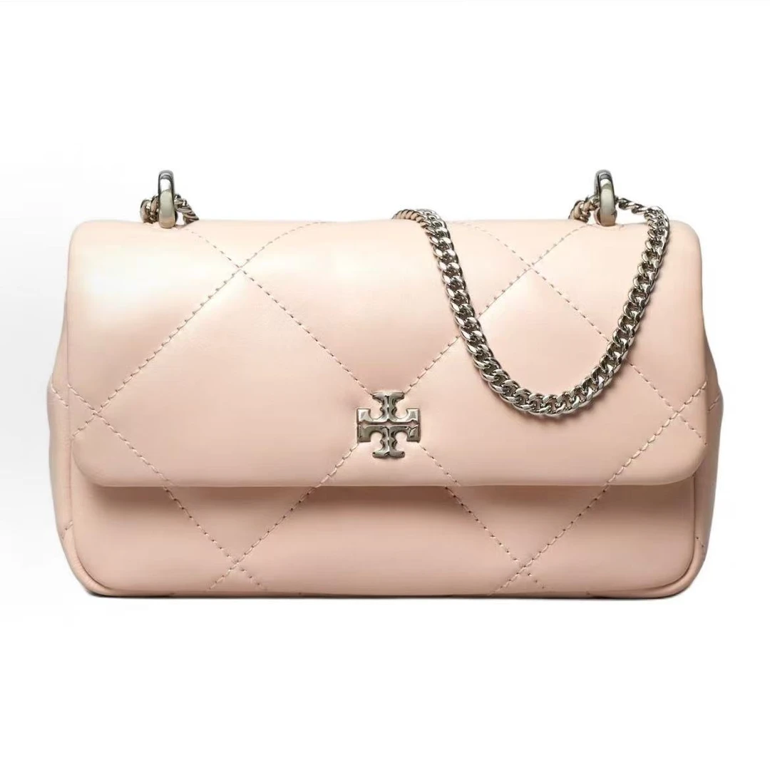 Tory Burch汤丽柏琦预售 KIRA粉色迷你菱格纹单肩包154710-653