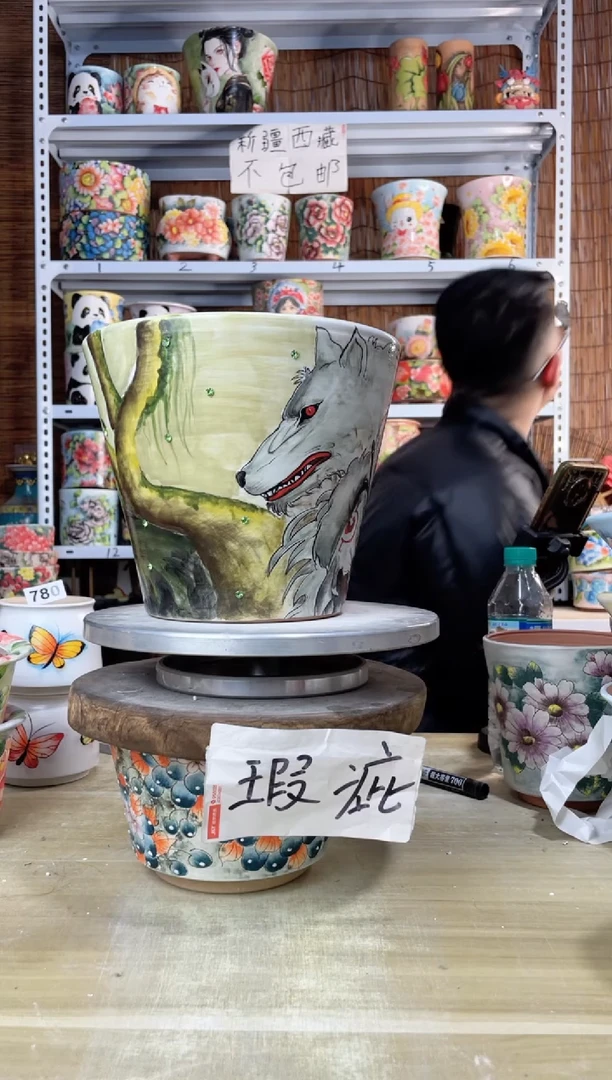 【闪购商品】摆件015陶花岛多肉陶瓷花盆罐——微瑕