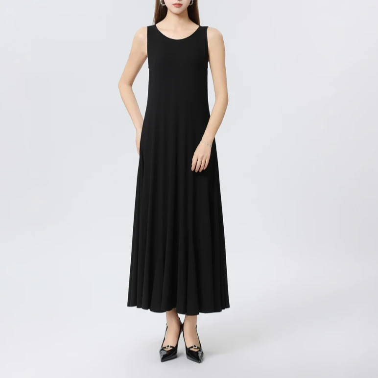 AMASS/阿玛施百搭舒适背心式无袖小黑连衣裙a字550016