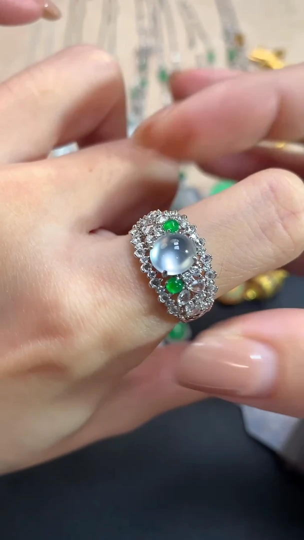 翡翠戒指18K金镶嵌|16800+0