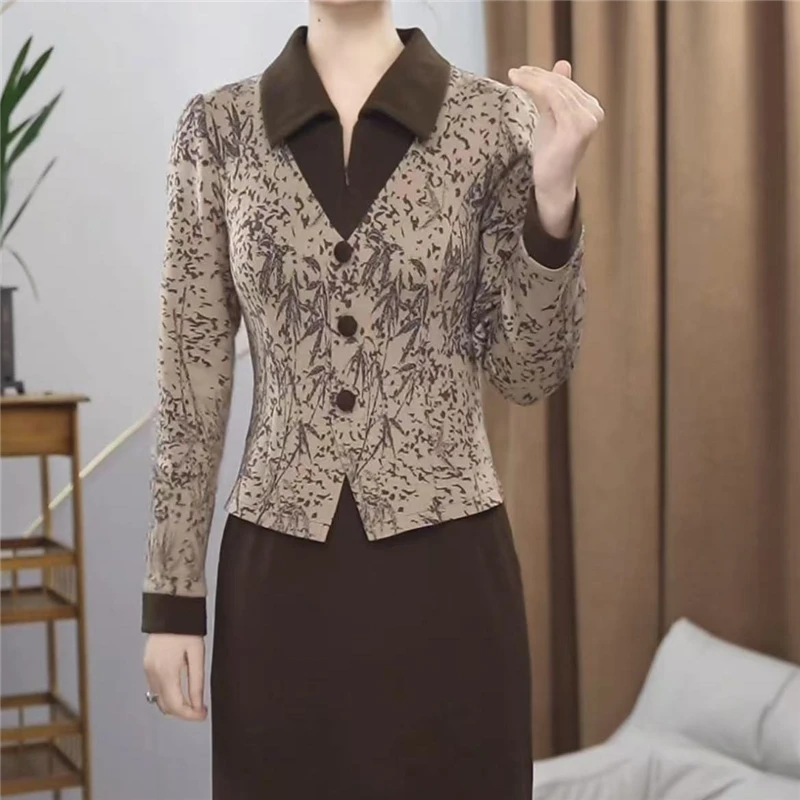 高档迪亚精纺面料假两件连衣裙2025春季新款遮肉显瘦中长款礼服裙