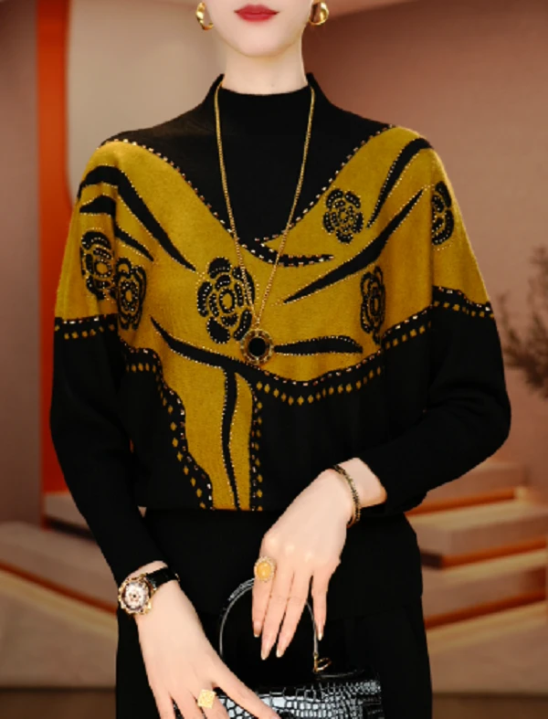 秋季新款含绵羊毛衣针织毛线衣柔软保暖百搭上衣V25P971