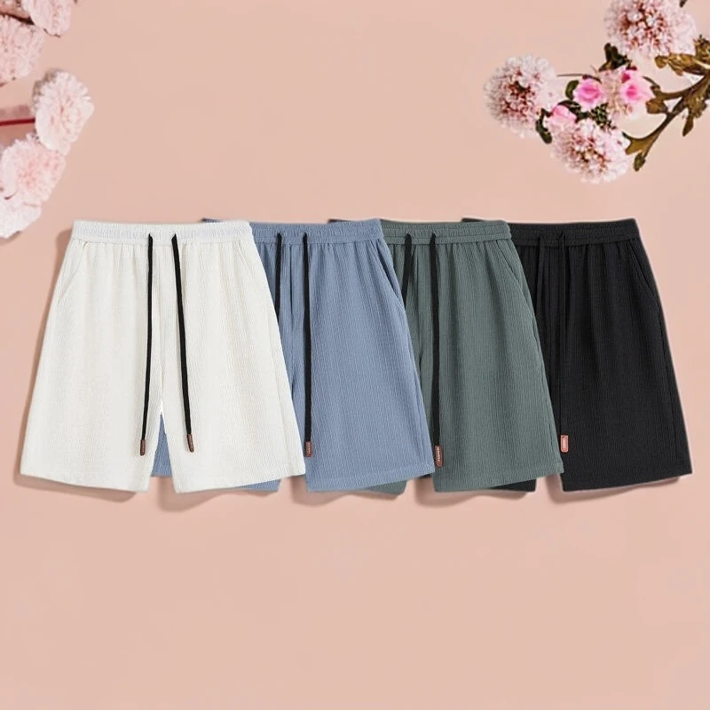 男士大短裤夏季大码薄款冰丝速干五分裤子宽松潮流纯色简约休闲