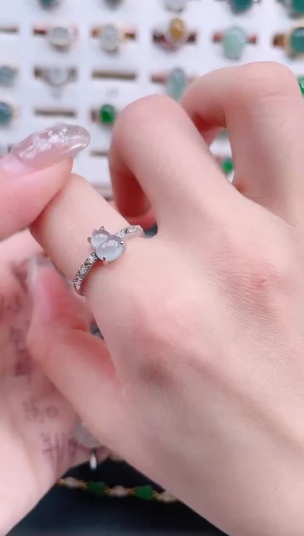 银S925镶嵌戒指翡翠天然翡翠