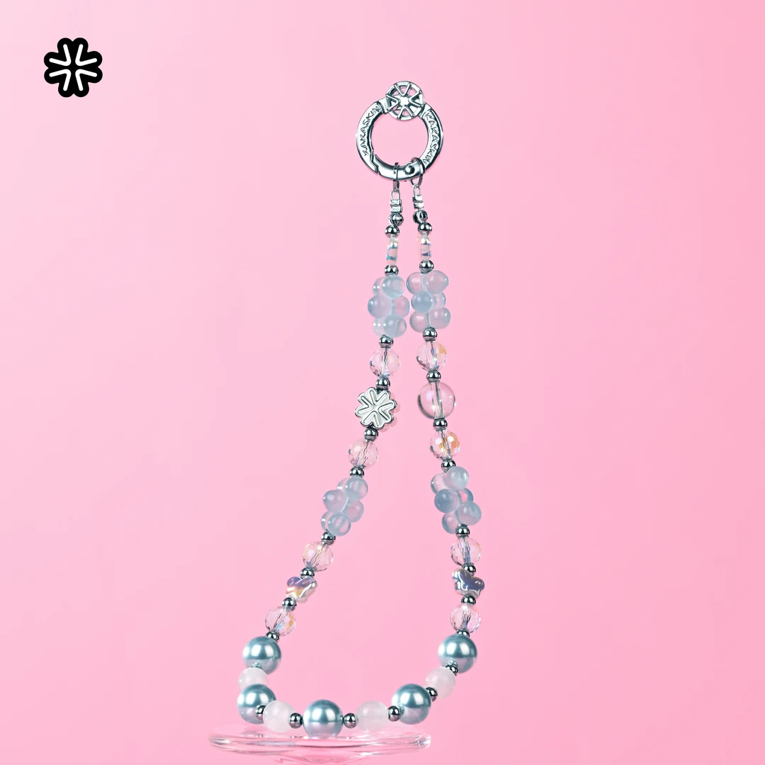 kakaskin/卡卡思手机挂链精致灰蓝色珠饰手机链网红挂件钥匙挂饰