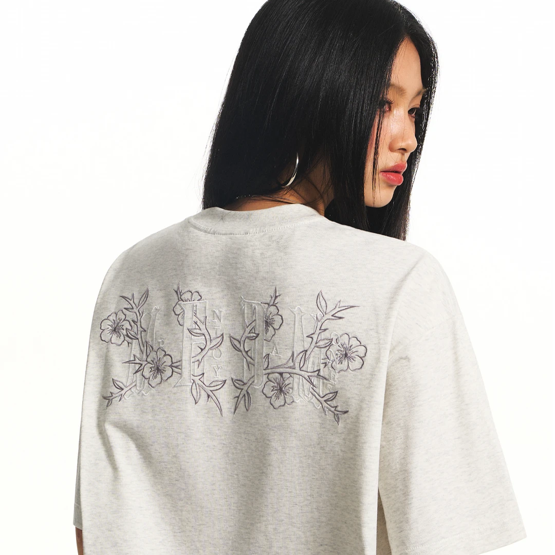 MEDM花朵凉感防晒UPF50+索罗娜短袖T恤男女情侣宽松夏季宽松上衣T