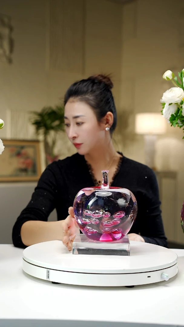 手工艺品琉璃金红色苹果必摆件