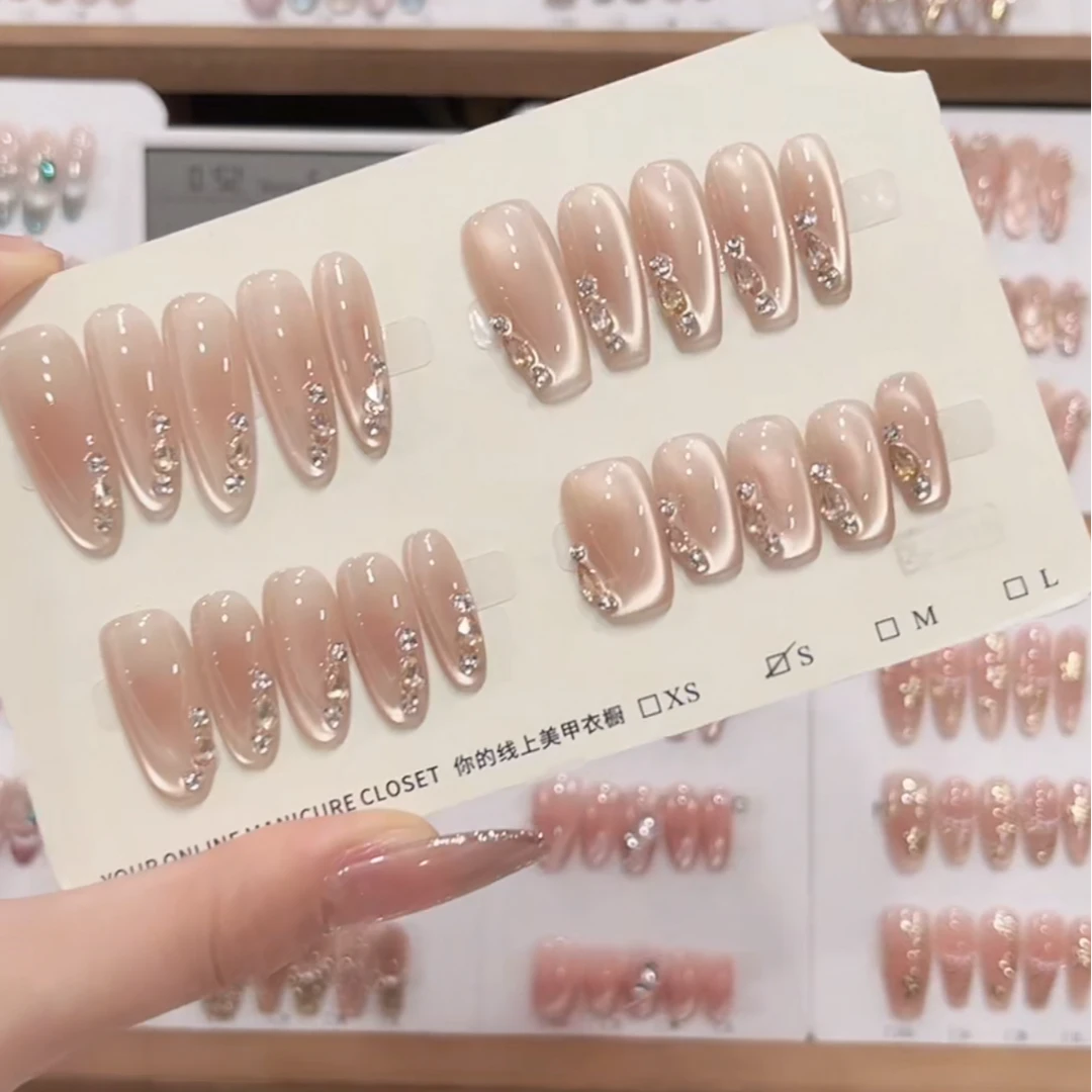 【乌龙冰茶】纯手工腮红金色流光猫眼高定可拆卸式穿戴甲