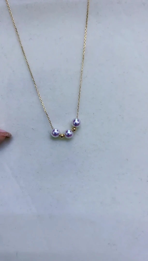 银S925镶嵌DA海水珍珠 X036 AKOYA微笑链6-7MM