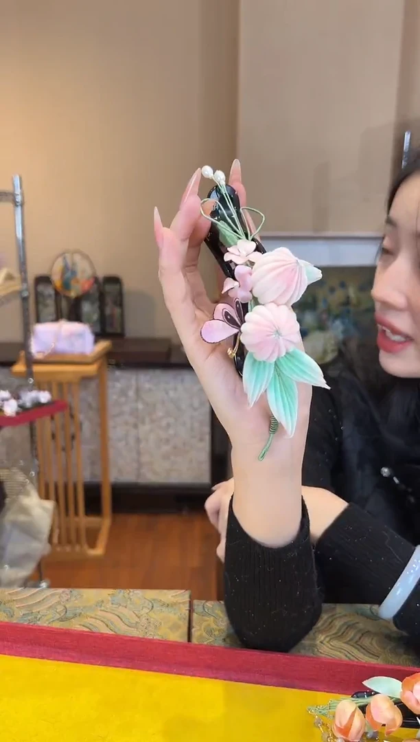 刺绣非遗绒花（发饰）