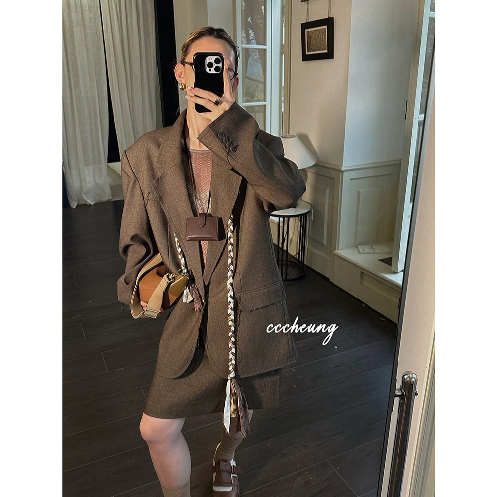 喜一兮  MIU系书西服套装慵懒廓形西装半裙套装5DA-C015/5DA-T016