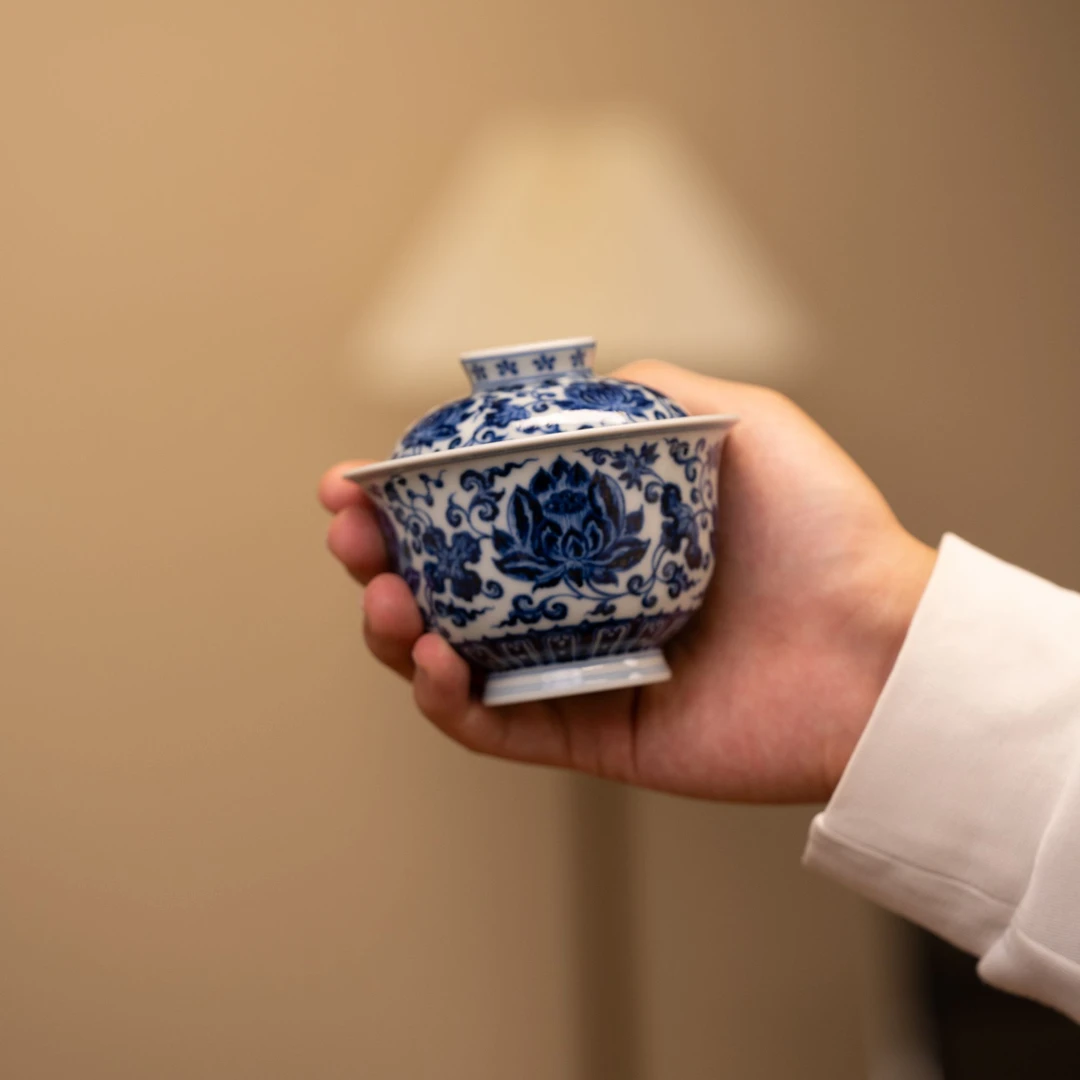 【瓷见如故】舜瓷荷风盏 缠枝莲花盖碗