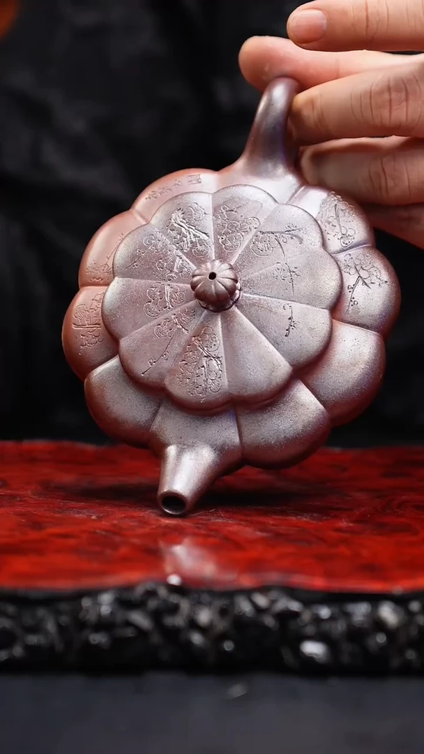 【闪购商品】紫砂茶壶44 筋纹扁辰,QYQ,古法柴烧