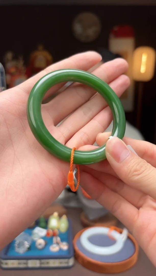 【闪购商品】和田玉AB18【碧玉手镯54mm】未镶嵌-