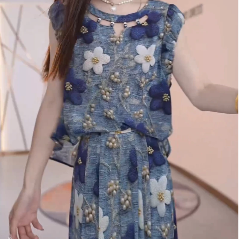 【两件套】夏季时尚女神修身洋气宽松气质休闲百搭显瘦减龄女装套裤