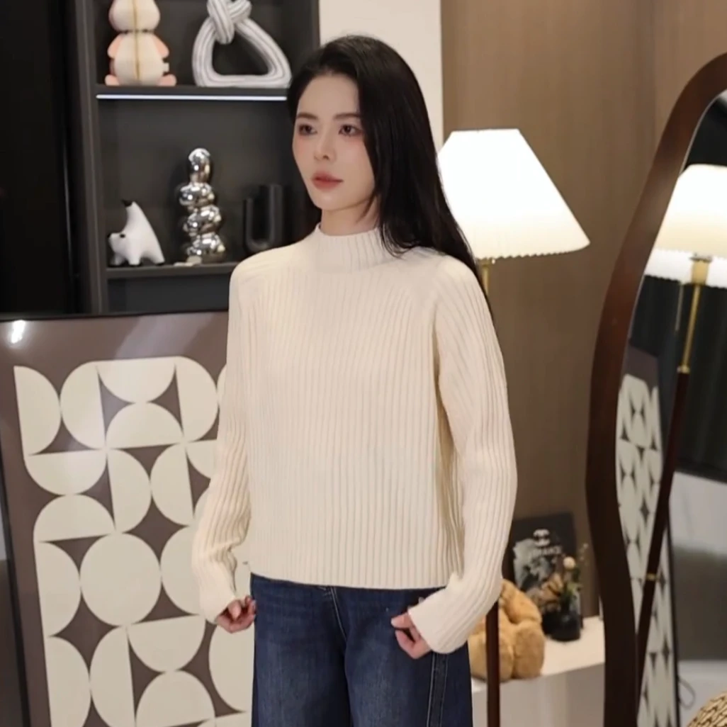 宿慕SUMU半高领显瘦针织毛衣女装2025秋冬新款韩系套头针织衫1066