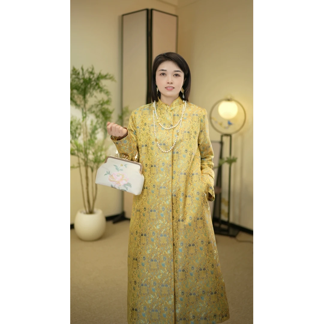 2024冬季新款【锦鲤加棉外套】新中式国风古韵遮肉显瘦风衣HS24851