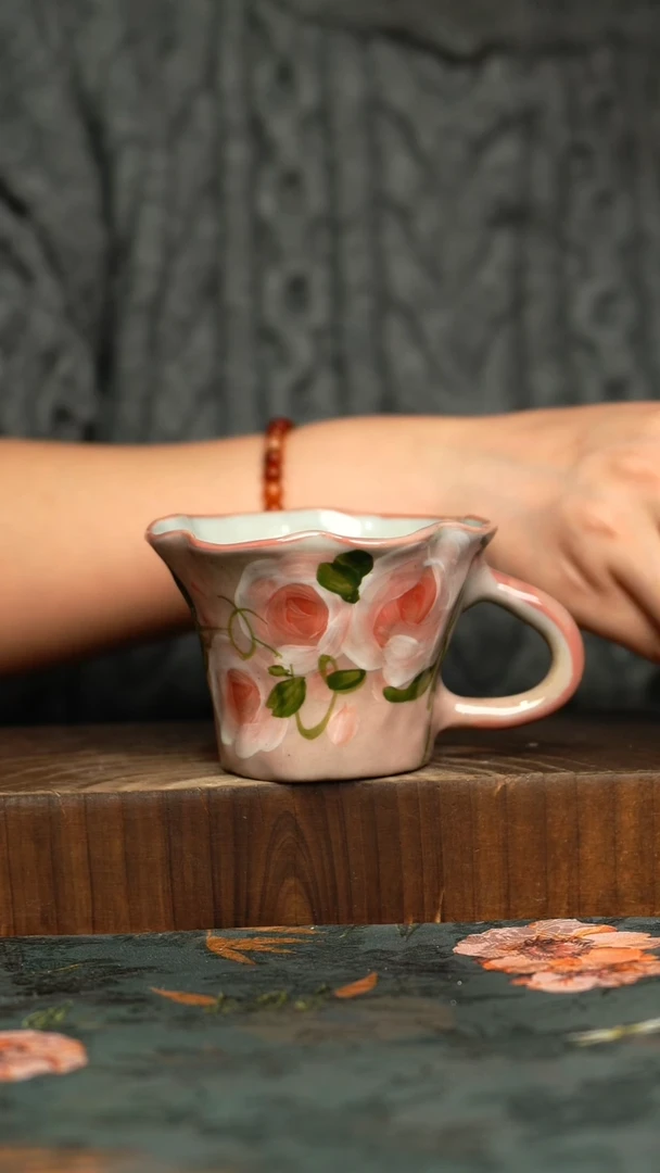 杯釉下彩手工手绘同款陶器