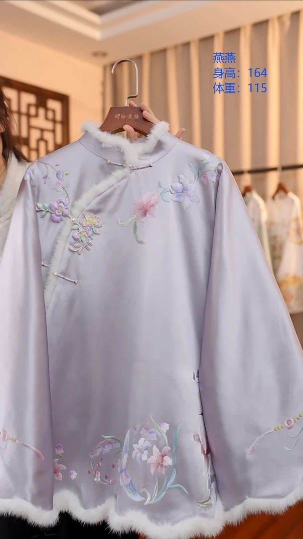 刺绣紫色桑蚕丝冬款上衣
