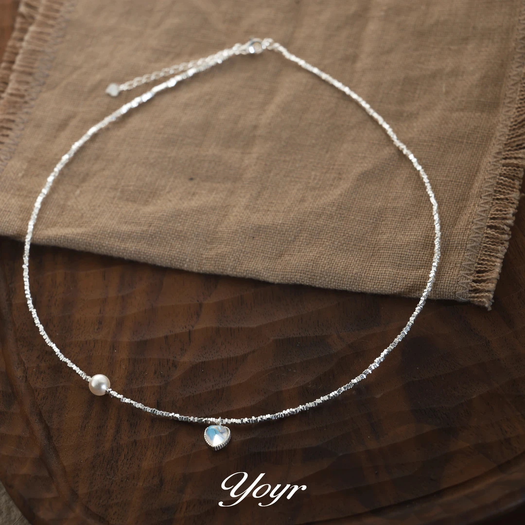 YOYR 链子925银 【夏夏专属】碎银爱心项链气质时尚百搭