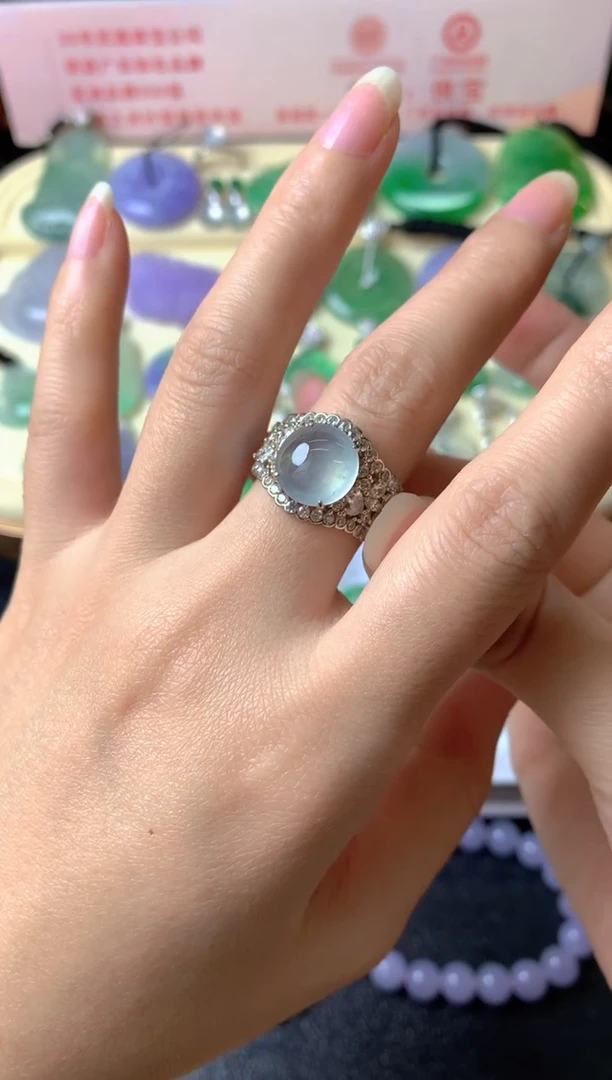 银S925镶嵌戒指翡翠李*林戒指