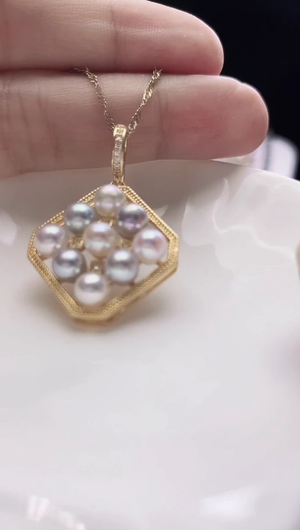 颈饰银S925镶嵌海水珍珠海水珍珠吊坠