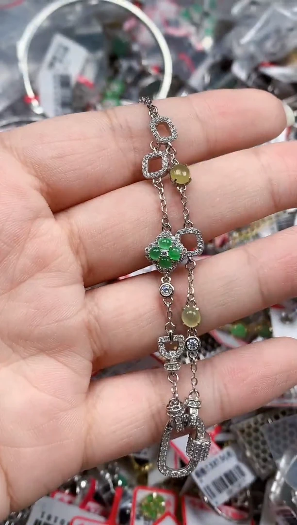 银S925镶嵌戒指翡翠天然A货缅甸翡翠