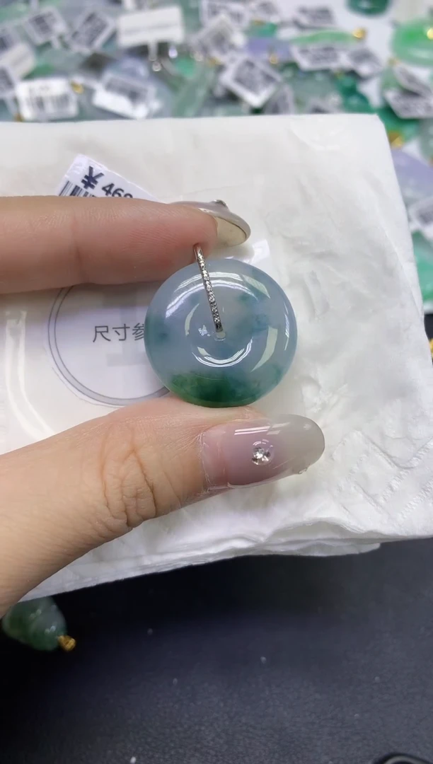 颈饰18K金镶嵌翡翠天然缅甸翡翠A货百元以上9元证书费自理