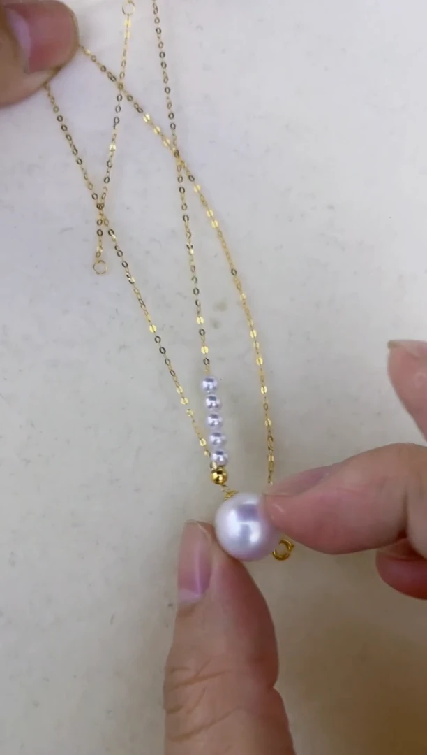 淡水珍珠18K金镶嵌颈饰吊坠11-3