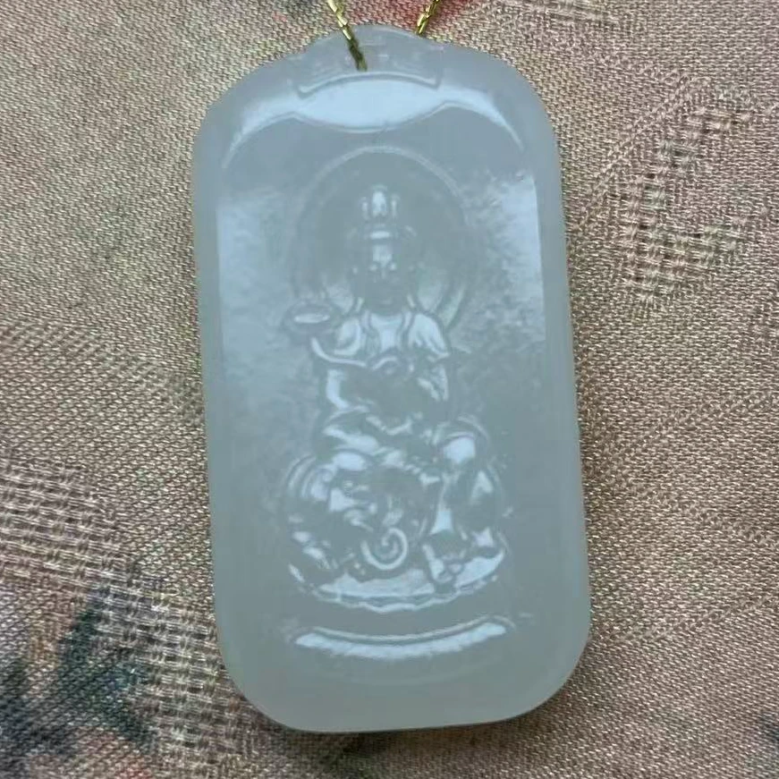 和田玉白玉佛工A008