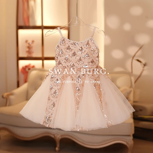 【Y.d0690】25夏新款女童设计师洋气亮片公主裙甜美吊带女宝连衣裙