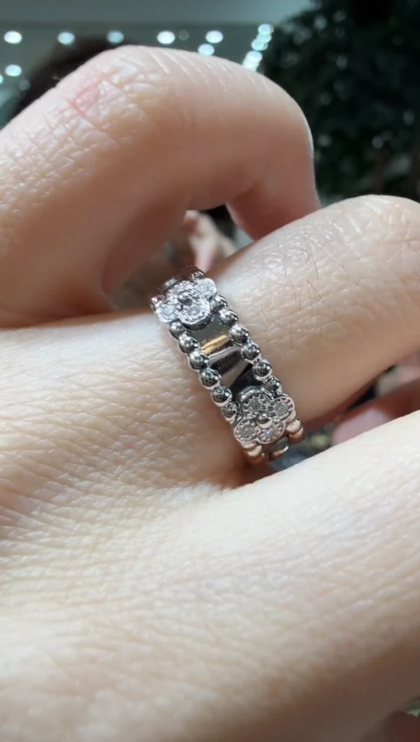 【闪购商品】钻石戒指18K金镶嵌18K金鎏珠金戒指