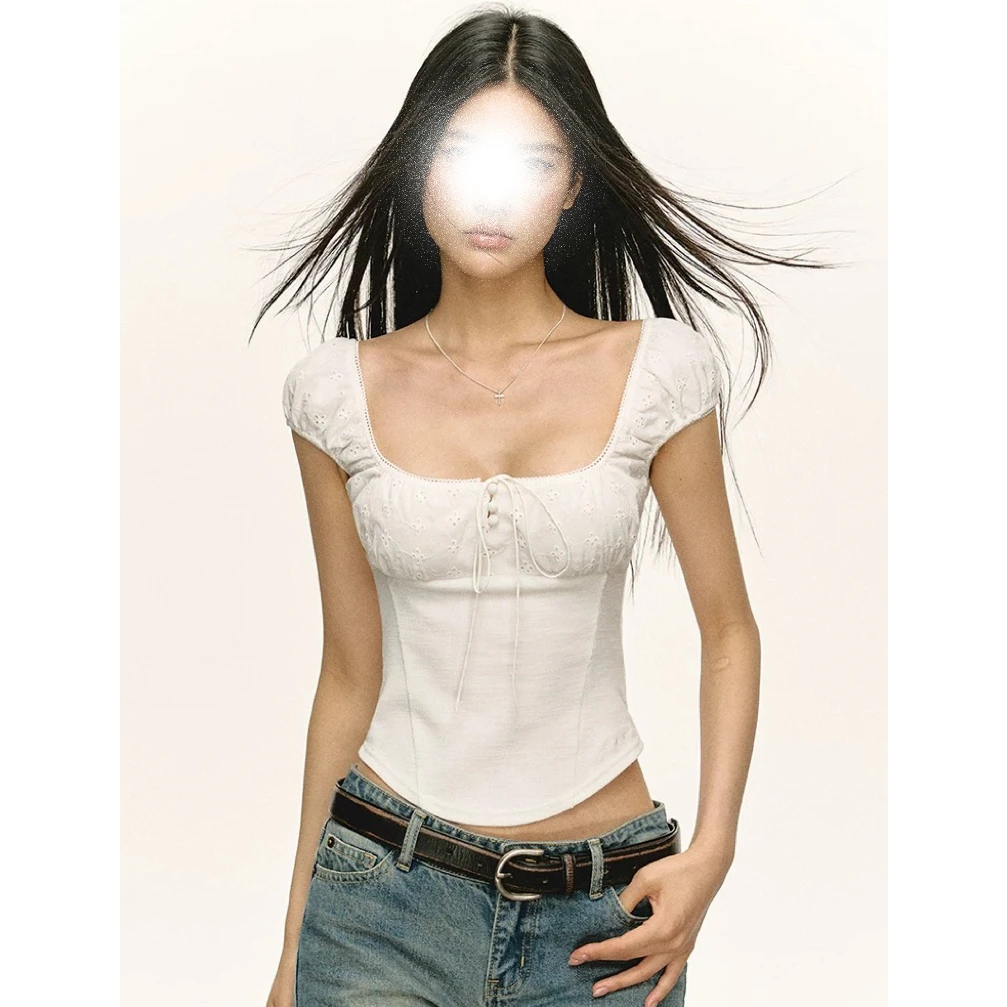 美式复古辣妹修身设计感短袖T恤女夏季新款显瘦短款上衣