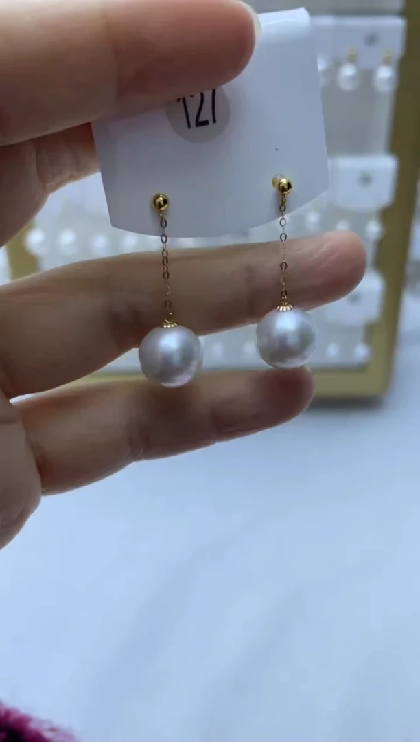 18K金镶嵌耳饰淡水珍珠127