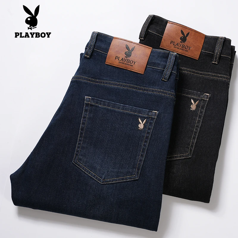 PLAYBOY/花花公子2025秋冬新款男士宽松直筒牛仔裤