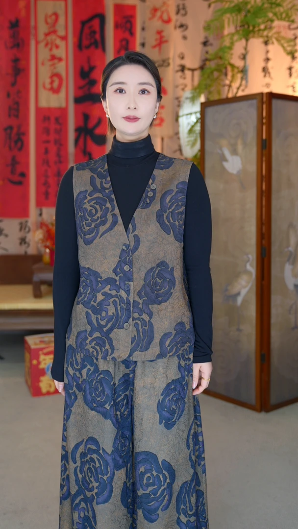 田新家100%桑蚕丝双面双穿提花香云纱衬衫马甲(99111百媚千娇)