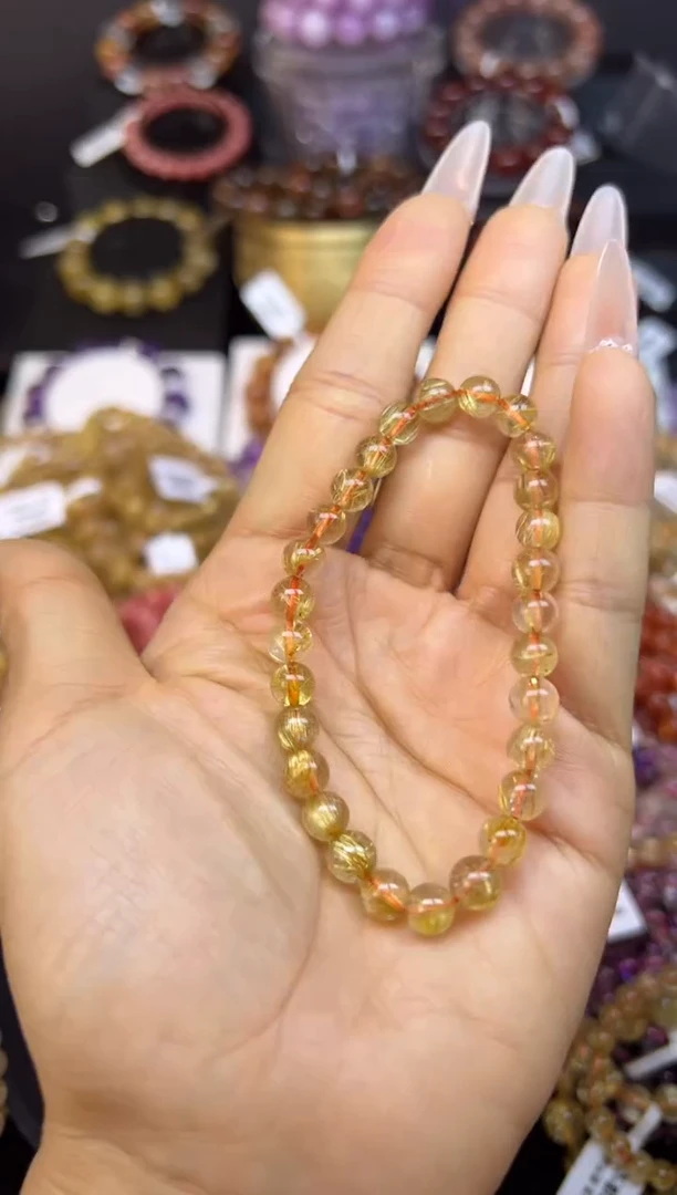 未镶嵌手串水晶金发晶6mm+