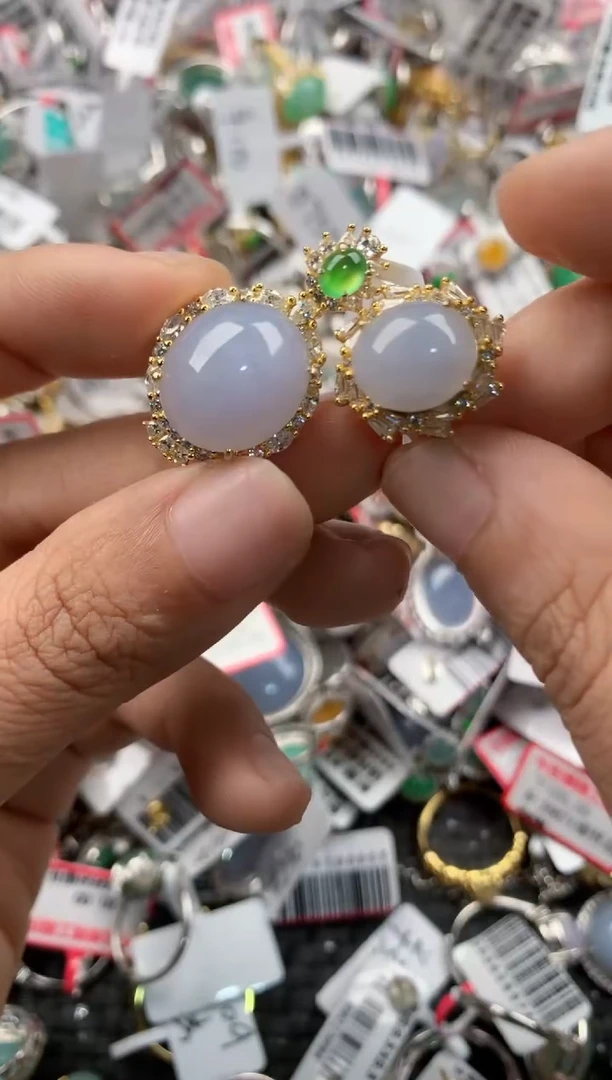 银S925镶嵌戒指翡翠777             9