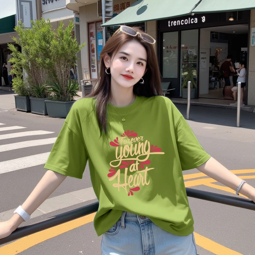 【漫游者】纯棉夏季短袖T恤休闲宽松显瘦印花圆领时尚休闲百搭上衣