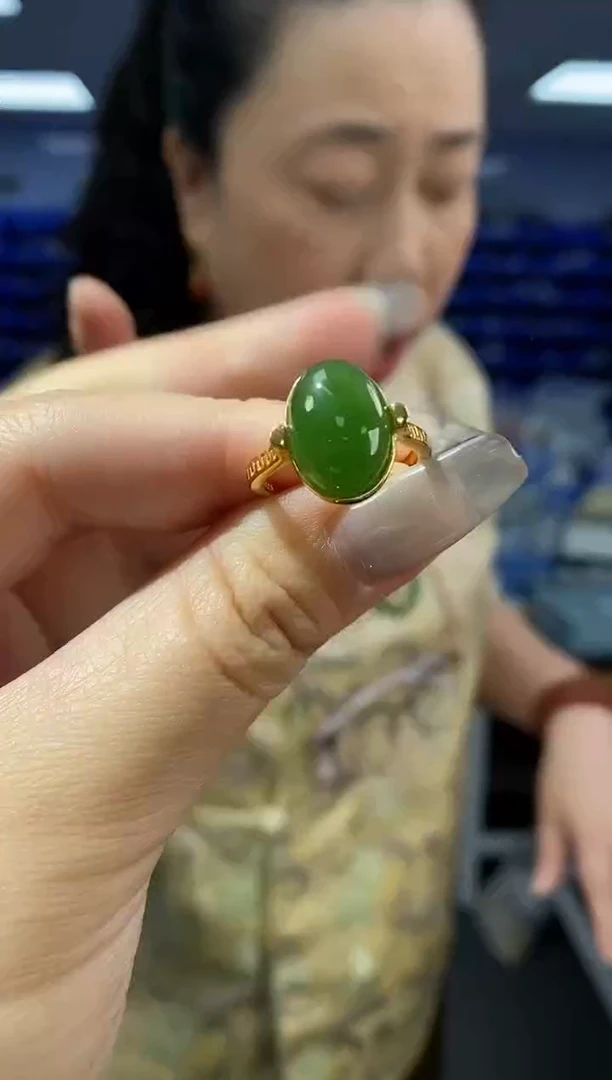 和田玉戒指银S925镶嵌JZ1956