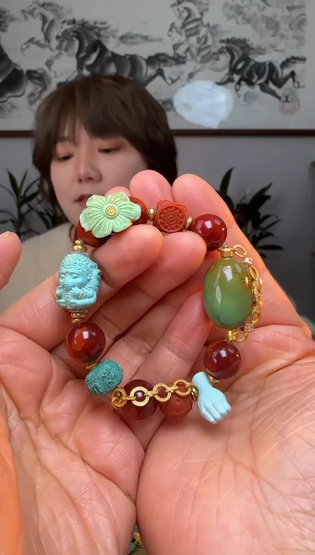 【闪购商品】南红玛瑙手串18K金镶嵌时尚百搭A946